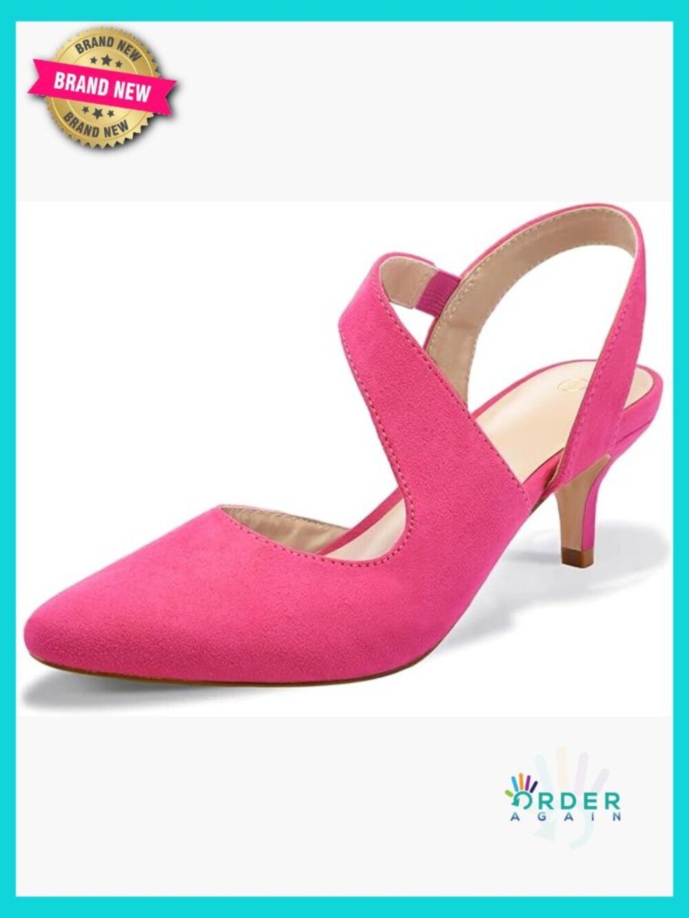 Slingback Kitten Pumps Low Heel 2 Inch Cushioned Wedding Party Comfort Shoes